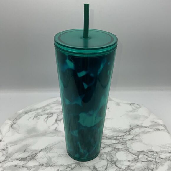 STARBUCKS Turquoise Wave Venti Cold Cup Tumbler with Straw-24 Oz - Picture 3 of 7